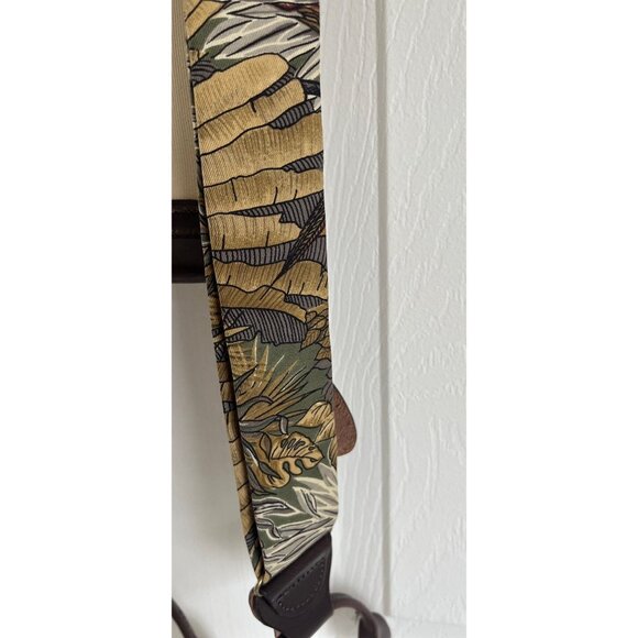 Vintage Trafalgar Silk Button End Braces Suspenders Yellow Brown Green Fern Leaf - Picture 5 of 8